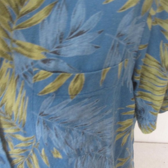 BeMode Women button up Hawaiian shirt silk sz L tropical luau pocket tiki bar - Picture 5 of 10